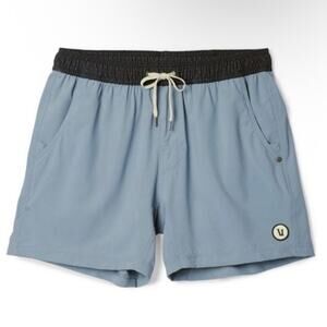 Vuori Mens Sz L Lined Kore Shorts 5” Cloud Blue Grey/Blue Light Flaw